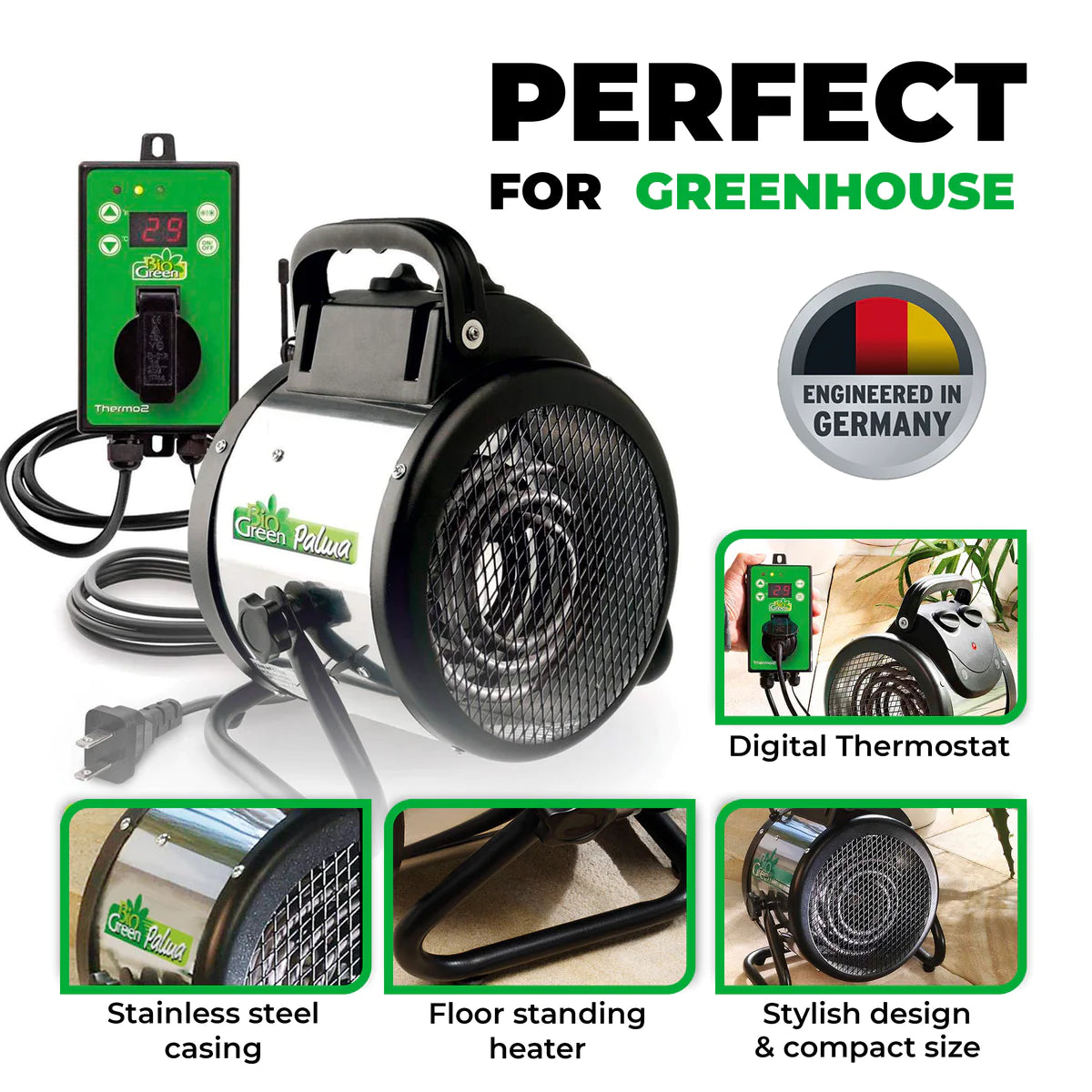 Greenhouse Heater and fan with thermostat