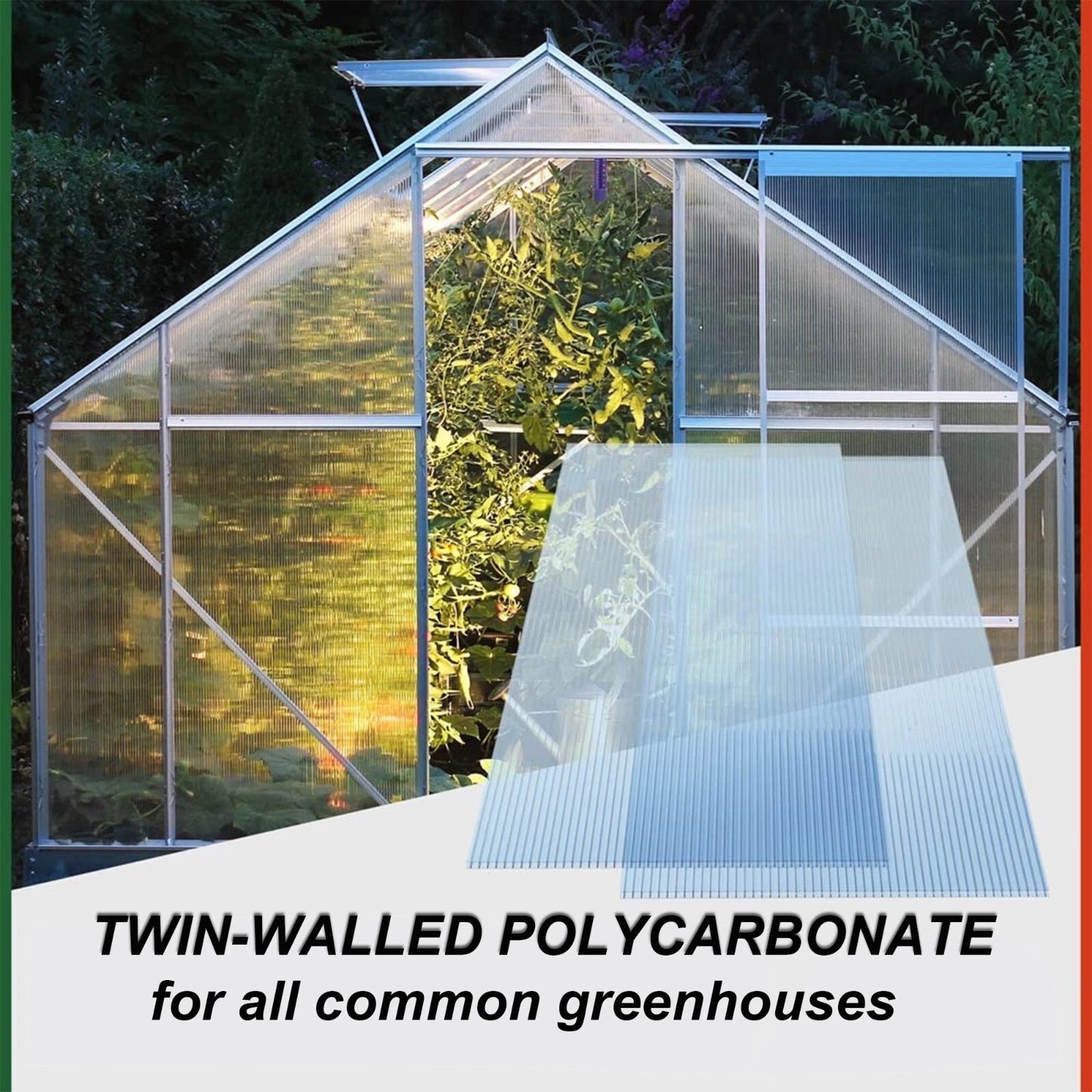 Polycarbonate Greenhouse Panels Waterproof UV Protected 4mm
