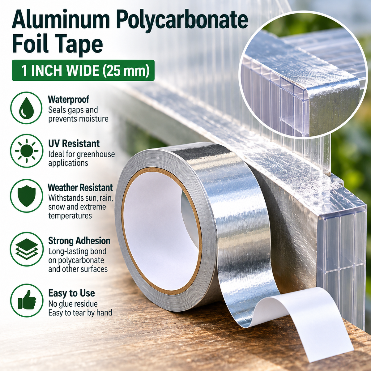 Aluminum Foil Tape – Waterproof, Heat-Resistant Sealing & Repair Tape 1.18" × 65.6 ft
