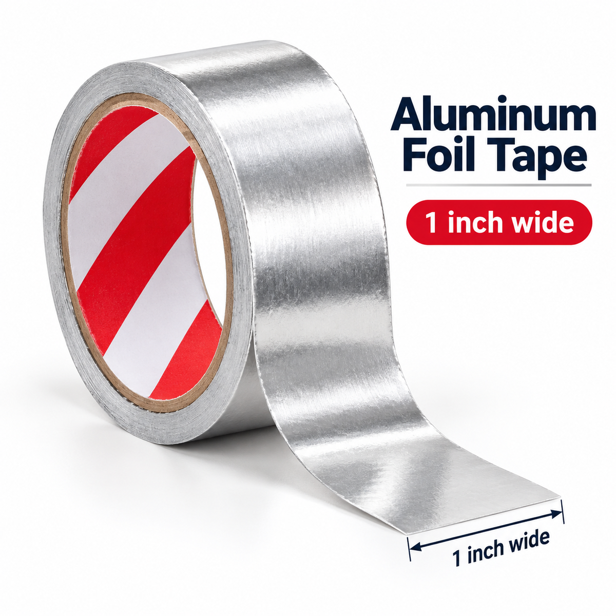 1-inch wide aluminum foil tape roll with reflective silver finish and strong adhesive, ideal for sealing double-wall polycarbonate greenhouse panels.