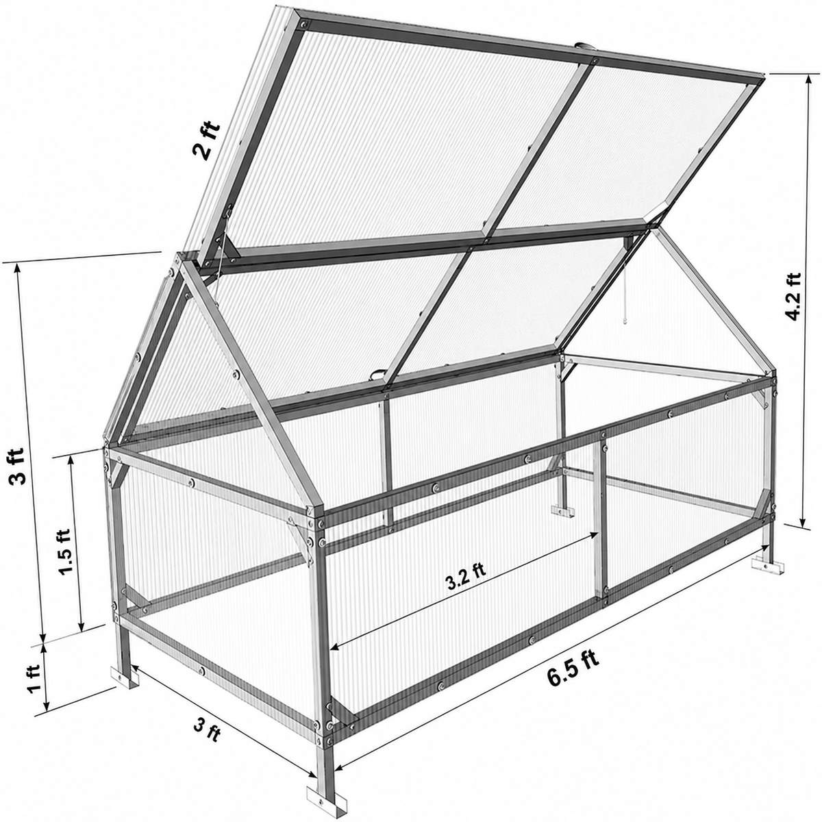 3' x 6.5' Crocus Portable Mini Greenhouse for Raised Beds